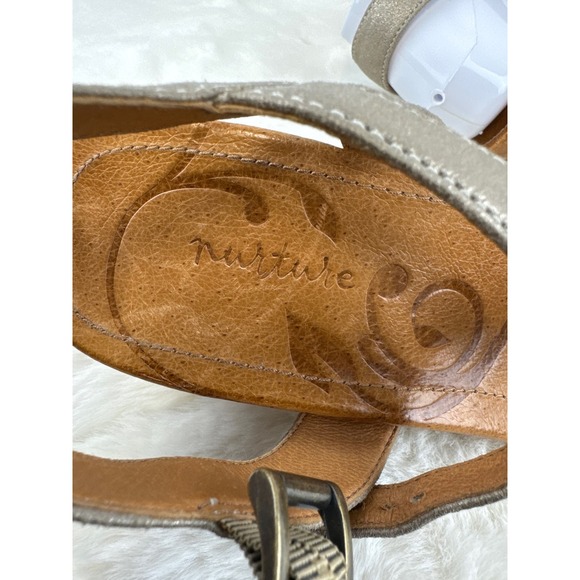NURTURE Shawen SilverGun Metallic Cork Wegde Strappy Sandals size 9.5 - Picture 6 of 9